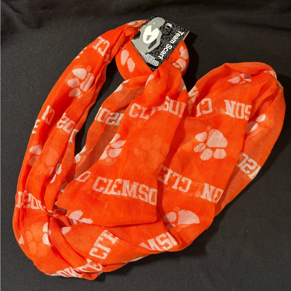 Clemson Tigers Orange Infinity Scarf Women's Mascot Wear with Tiger Paws